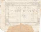 France  100 Francs - 18 Nivose An III - (07.01.1795) - Sign. Tuet - Serial 1879 VF