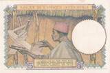 French West Africa 1938 5 Francs - Coffee - Man weaver - 10-03-1938 - Serial F.5977 - Number 249 XF