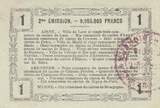 France 1916 1 Franc - Laon - Regional Coupon - 16-06-1916 - Serial 19 VF