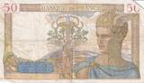France 1939 50 Francs Ceres - 10-08-1939 - Serial G.10723 FF+