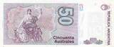 Argentina 1989 50 Australes - Bartolomé Mitre - Liberty - Serial A UNC