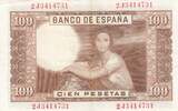 Spain 1953 100 Pesetas - J.R. de Torres - 07-04-1953 - Serial 2J VF