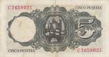 Spain  5 Pesetas - Jaime Balmes - Cathedral of Vic - 1951 VF