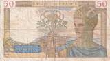 France 1939 50 Francs Ceres - 10-08-1939 - Serial T.10729 FF+