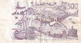 Algeria  500 Dinars - View of the city - Galleon and fortress - 1970 - Serial V.016 - P.129 VF
