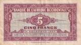 French West Africa 1942 5 Francs - African - 14-12-1942 - Serial L VF
