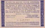 France  1 Franc Solidarity Bond - 1941-1942 - Serial O VF