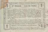 France 1916 1 Franc - Laon - Regional Coupon - 16-06-1916 - Serial 10 VF
