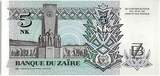Zaire  5 Nvx Makuta, Pdt Mobutu - Monument - 1993 UNC