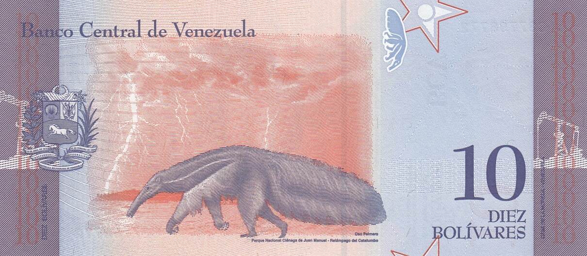 Venezuela 10 Bolivares Rafael Urdaneta - Anteater - 2018 UNC | MA