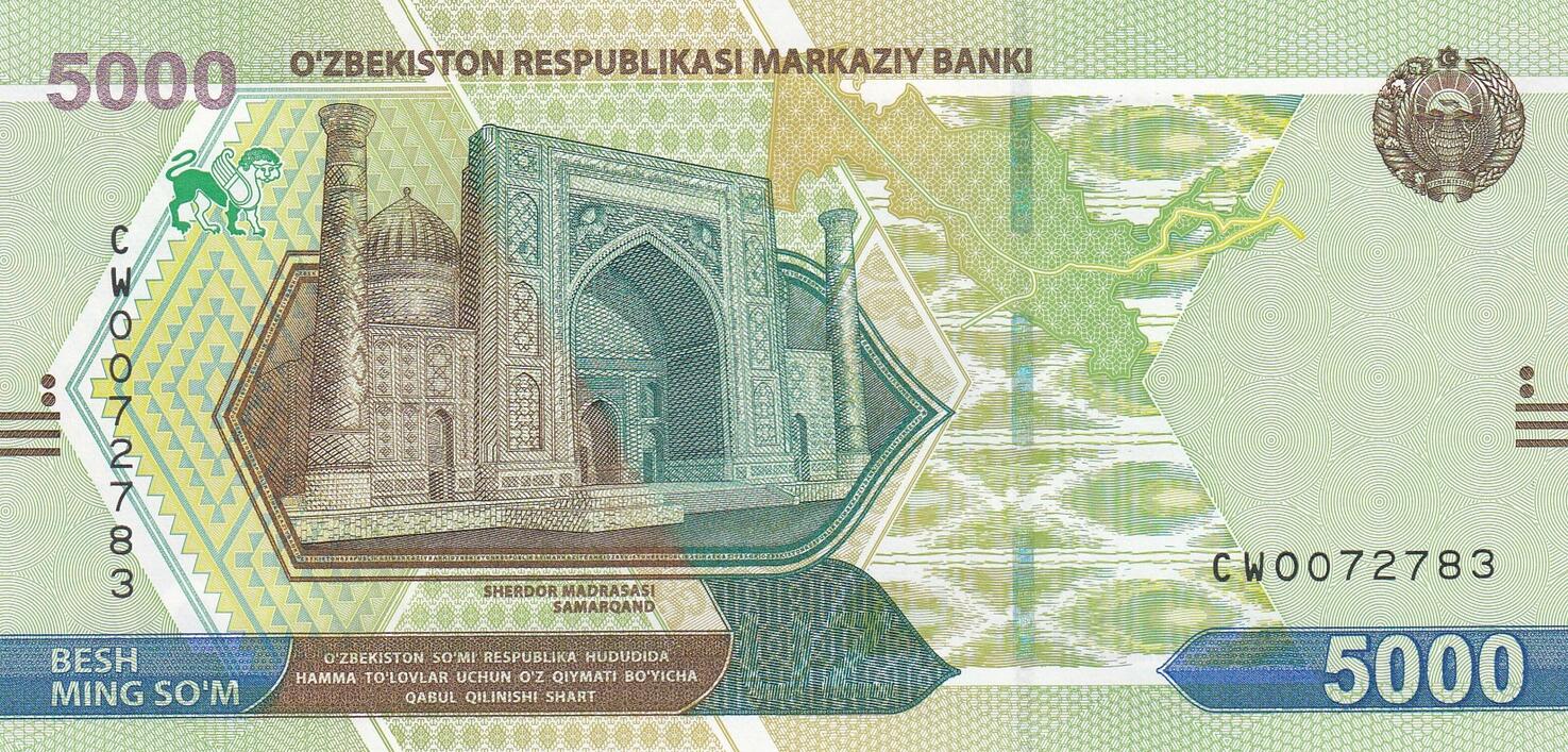 Uzbekistan 5000 sum 5000 Som Samarkand - 2021 - UNC | MA-Shops