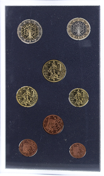 France Proof set 8 coins in euros 1999 proof UNC