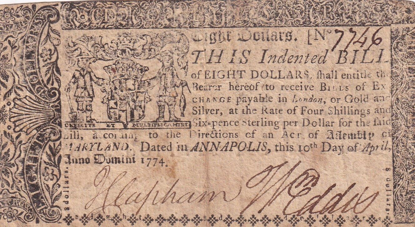 USA 1774 8 Dollars - Maryland - Colonial - 10-04-1774 TB- | MA-Shops