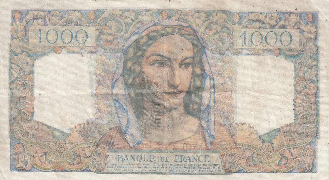 France 1949 1000 Francs Minerva and Hercules - 01-09-1949 - Serial 