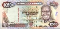 Zambia 500 kwacha 500 Kwacha Pdt Kaunda - Cotton ND - 1991 -