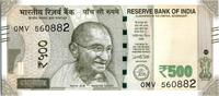 India 500 rupees 500 Rupees, Mahatma Gandhi - 2016 - Letter L -