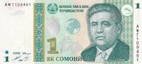 Tajikistan 1 somoni 1 Somoni - Mirzo Tursunzoda - 1999 (2010) - Serial AW - P.14A -