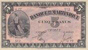5 francs 1942 Martinique 5 Francs Liberty - 1942 - Sérial U.77 I- / VZ+ / VZ-ST
