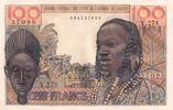 100 francs 1965 Staaten von Westafrika 100 Francs Mask ND (1965) - General Issue - Serial  Y.278 I- / VZ+ / VZ-ST