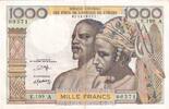 West AFrican States 1000 francs 1000 Francs - Man, woman - ND (1980) - Letter A (Ivory Coast) - Serial E.199 - P.103An -