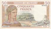 France 50 francs 50 Francs - Ceres - 30-06-1937 - Serial W.6423 -