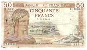 France 50 francs 50 Francs Ceres - 22.02.1940 - Serial T.12996 - Fay.18.41 -