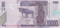 Congo (RDC) 10000 francs 10000 Francs - Statue - Gnu, birds - 2022 -