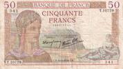 France 50 francs 50 Francs Ceres - 10-08-1939 - Serial T.10729 -