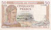 France 50 francs 50 Francs Ceres - 07-12-1939 - Serial C.11566 -