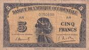 French West Africa 5 francs 5 Francs - African - 14-12-1942 - Serial AR -