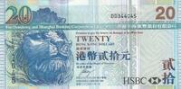 Hong Kong 20 dollars 20 Dollars, Head of lion - HSBC - 2009 -