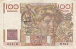 France 100 francs 100 Francs - Young farmer - Inverse watermark - 06-08-1953 - Serial M.554 - P.128 -