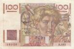 France 100 francs 100 Francs - Young farmer - Reversed watermark - 01-04-1954 - Serial R.593 - P.128 -
