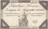 France 50 livres 50 Livres - 14 December 1792 - French Republic - Sign. Develle - Serial 4252 -