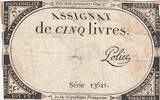 France 5 livres 5 Pounds - 10 Brumaire Year II (31.10.1793) - Sign. Police - Serial 13621 -