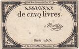 France 5 livres 5 Pounds - 10 Brumaire Year II (31.10.1793) - Sign. Mortiez - Serial 3805 -