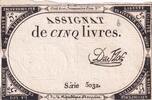 France 5 livres 5 Pounds - 10 Brumaire Year II (31.10.1793) - Sign. Du Flog - Serial 5032 -