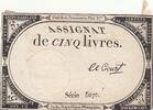 France 5 livres 5 Pounds - 10 Brumaire Year II (31.10.1793) - Sign. Le Court - Serial 5070 -