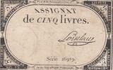 France 5 livres 5 Pounds - 10 Brumaire Year II (31.10.1793) - Sign. Loiseleau - Serial 26919 -