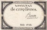 France 5 livres 5 Pounds - 10 Brumaire Year II (31.10.1793) - Sign. Baron - Serial 26293 -