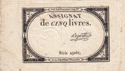 France 5 livres 5 Pounds - 10 Brumaire Year II (31.10.1793) - Sign. Deperthe - Serial 23261 -