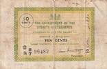 Straits Settlements 10 cents 10 Cents Green and yellow - 1920 -