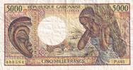 Gabon 5000 francs 5000 Francs mask, young woman - 1983-1991 - Serial P.001-408564 -