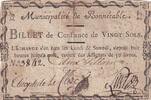 France 20 sols 20 Sols - Sarthe - Municipalité de Bonnetable - 1792 -