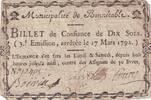 France 10 sols 10 Sols - Sarthe - Municipalité de Bonnetable - 17-03-1792 -