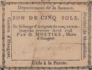 France 5 sols 5 sols - Somme - Mayor of Hangest - False ? - 04-1793 -