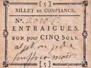 France 5 sols Voucher for 5 Sols - Billet de Confiance - Vaucluse - Entraigues - n°2010 -
