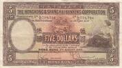 Hong Kong 5 dollars 5 Dollars - Arms - Banking corporation - 1958 -