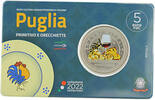 Italy 5 Primitivo et Orecchiette - Les Pouilles - 5 Euros Argent Couleur 2022 Coincard - Excellence italienne -