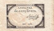 France 5 livres 5 Livres - 10 Brumaire An II (31.10.1793) - Sign. Roussel - Serial 22182 -